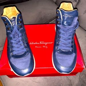 Ferragamo High Top Sneakers Size 7 1/2 or 8 - Original Box W/ Dust Bags